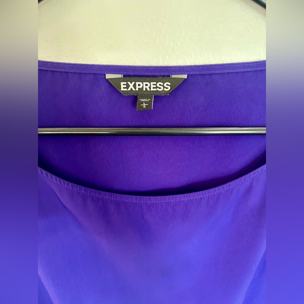 Express Women's Purple Short Sleeve Blouson Top - Picture 2 of 11